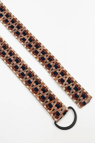 CINTURON HEBILLA NEGRA CUADROS MARRON