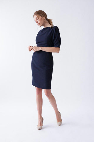 Vestido Ros azul-marinho