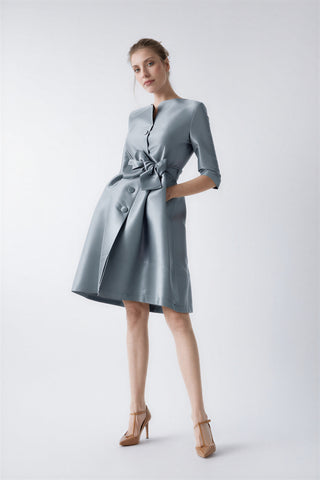 Vestido gabardina Odelia azul irisado
