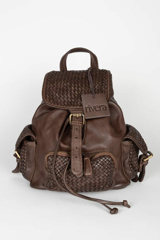 Mochila Vael marrón de piel trenzada