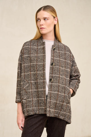 Cermora checked bomber coat