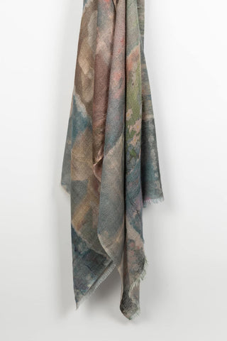 Dalara scarf in greens and earth tones