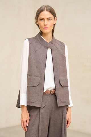 Blue and brown houndstooth Spencer vest