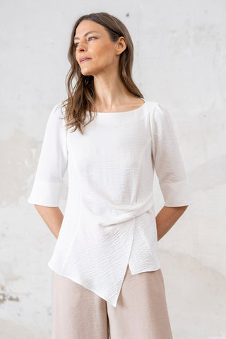 TOP RECOGIDO LATERAL BLANCO