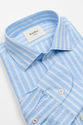 Camisa Koike Hikari celeste raya ancha