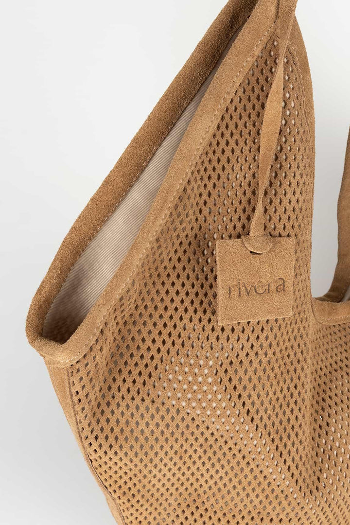 Nara camel openwork bag
