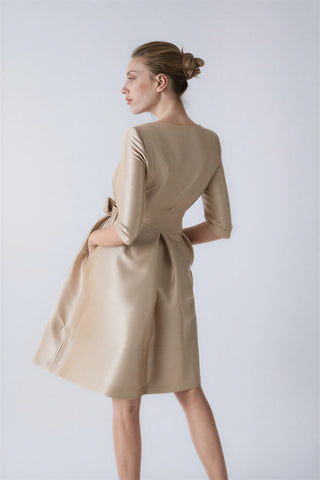 Vestido gabardina Odelia dorado