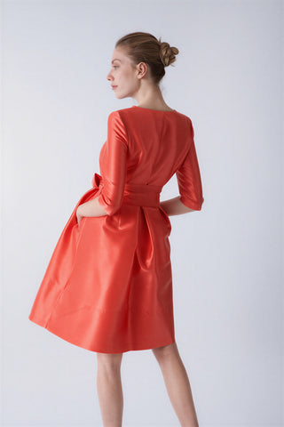 Vestido gabardina Odelia coral