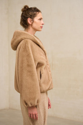 Ostera mink-effect beige coat