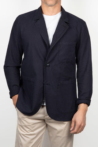Blazer Keeling azul-marinho com textura a riscas