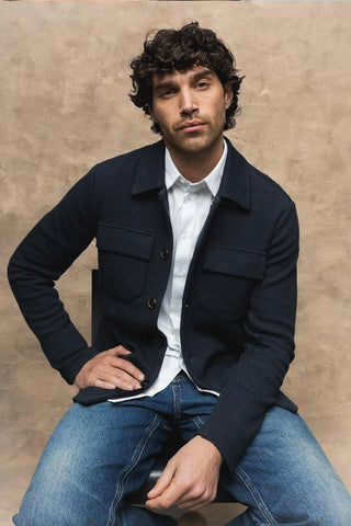 Mos Mosh Austin navy blue overshirt