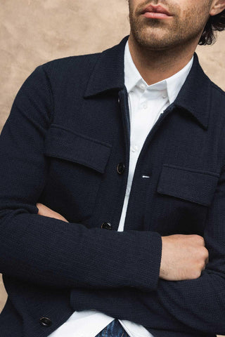 Mos Mosh Austin navy blue overshirt
