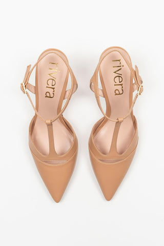 Golia Beige Slingback Court Shoes