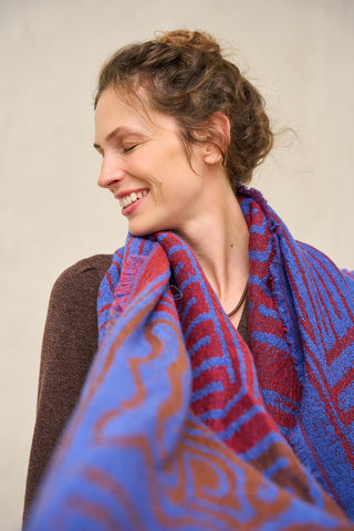 Fular Mirova azul y burdeos