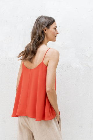 TOP TIRANTE FINO FRUNCE NARANJA