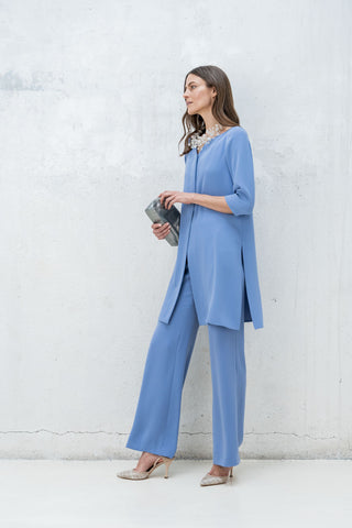 PANTALON PALAZZO AZUL GRISACEO
